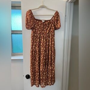 Floral Orange Red Dress Size S Daisy & Delilah